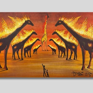 Salvador Dali Burning Giraffe Canvas Art: Surreal Home Decor