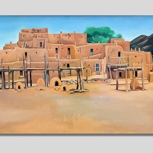 Taos Pueblo by Georgia O&#39;Keeffe Canvas Print: Giclee Wall Art