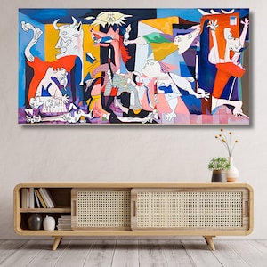 Guernica Canvas, Pablo Picasso Guernica Painting Print, Guernica Wall Art, Guernica colored, Pablo Picasso la Guernica Canvas, Ready to hang image 2