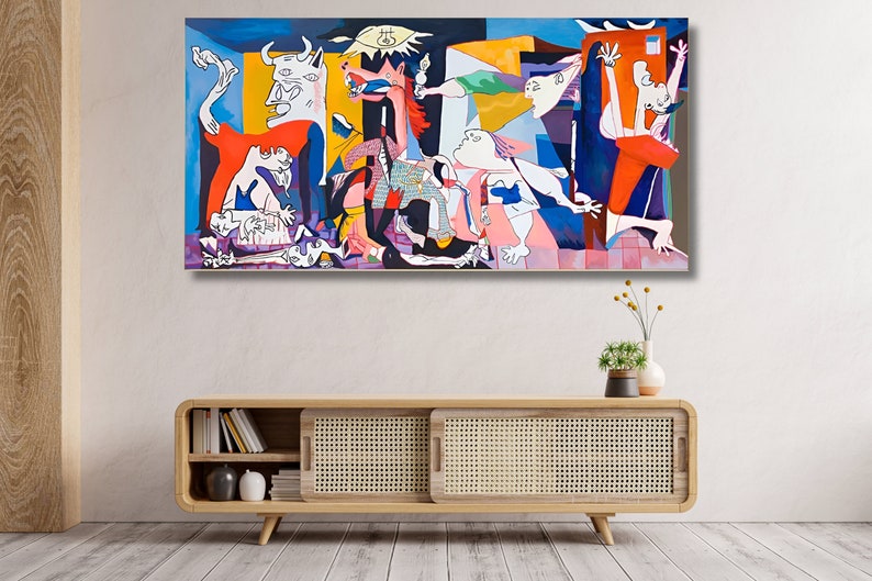 Guernica Canvas, Pablo Picasso Guernica Painting Print, Guernica Wall Art, Guernica colored, Pablo Picasso la Guernica Canvas, Ready to hang image 2