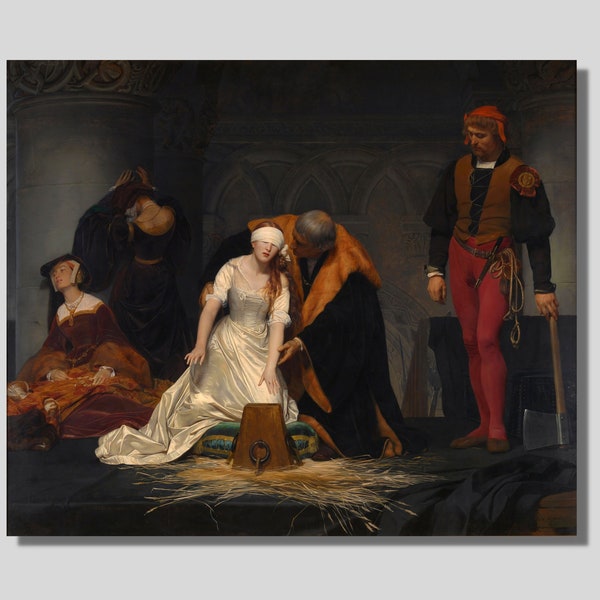 The Execution of Lady Jane Grey Canvas Wall Art, Paul Delaroche Canvas Print, Giclee Fine Art Print, Vintage Poster, Reproduction Fine Art