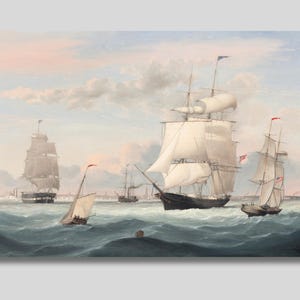 Fitz Henry Lane: New York Harbor Canvas Art, Vintage Nautical Seascape