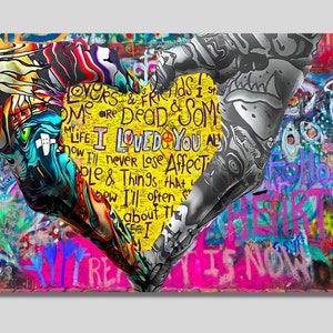 Banksy Heart Hands Canvas Art:  I Loved You - Graffiti Street Art Print