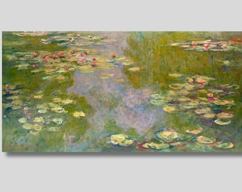 Water Lilies 1919 by Claude Monet Canvas Wall Art Print: Impressionist Floral Painting