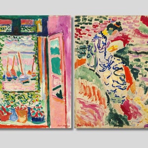 Set of 2 Henri Matisse Canvas Wall Art, Open Window Poster, La Japonaise: Woman Beside the Water, Exhibition Poster, Trendy Decor, Gift idea