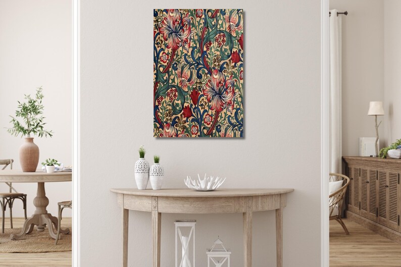 Golden Lily by William Morris Canvas Wall Art, Floral Art, Flower