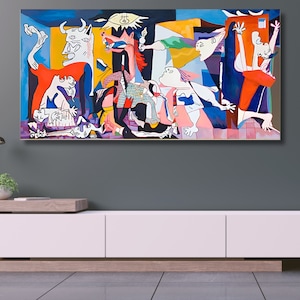 Guernica Canvas, Pablo Picasso Guernica Painting Print, Guernica Wall Art, Guernica colored, Pablo Picasso la Guernica Canvas, Ready to hang image 3