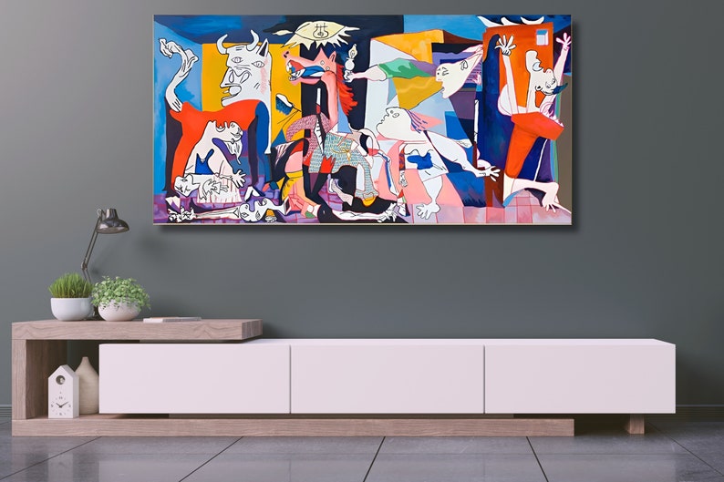 Guernica Canvas, Pablo Picasso Guernica Painting Print, Guernica Wall Art, Guernica colored, Pablo Picasso la Guernica Canvas, Ready to hang image 3