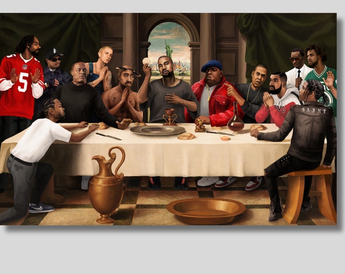 Last Supper Best Rappers of the History Canvas Wall Art, Hip-Hop Canvas Poster, Legend Rappers Print, Hip Hop Best Rappers Print, Rap Canvas