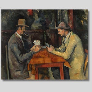 Kaartspelers van Paul Cézanne, vintage schilderij, klassieke kunstafdruk, postimpressionistisch, twee mannen speelkaarten, woondecoratie, cadeau-idee