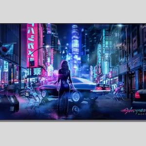 Cyberpunk City Canvas Poster: Neo Futuristic Wall Decor