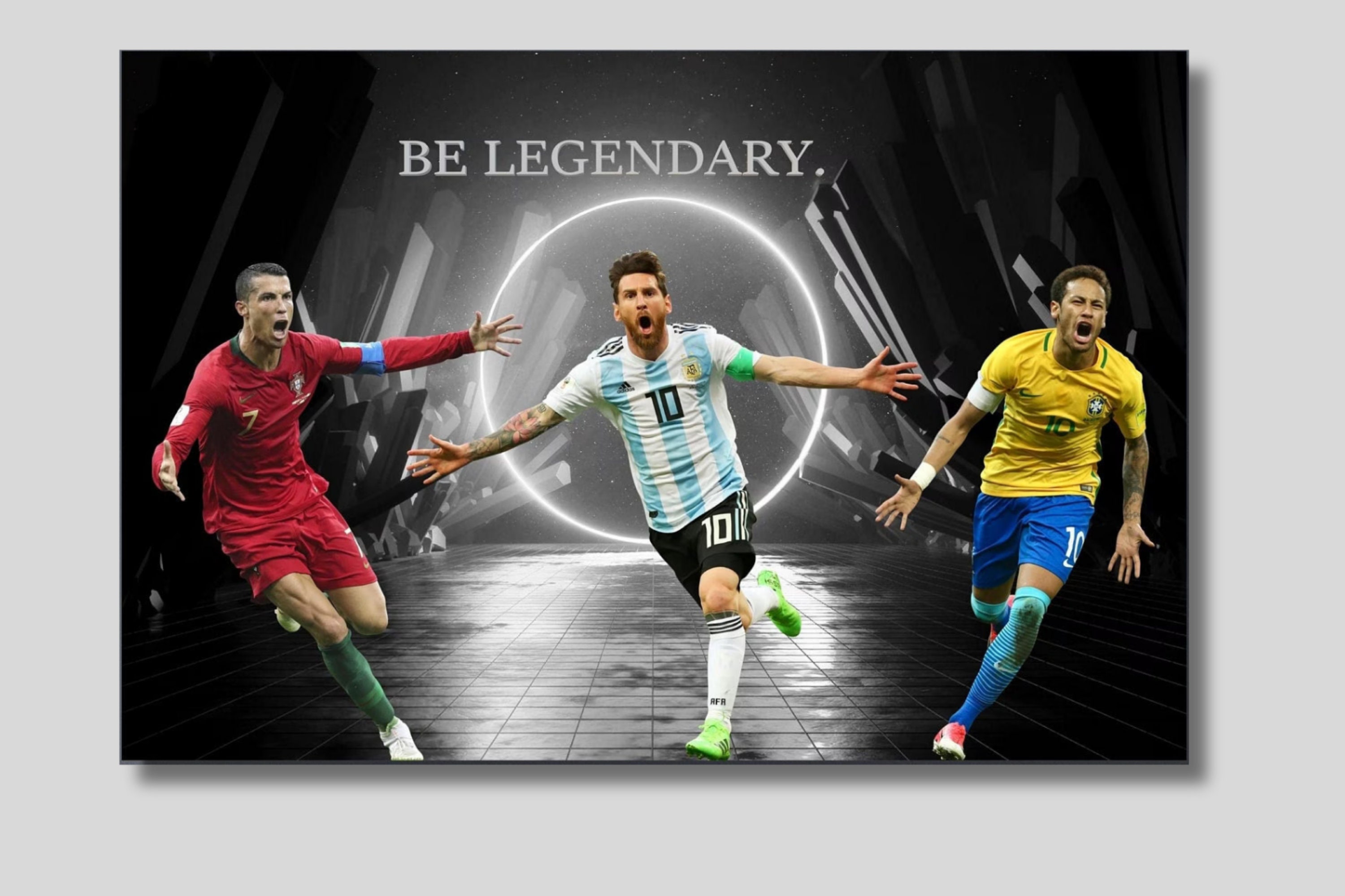 NITDODI Football Stars Cristiano Ronaldo and Lionel Messi Canvas Poster Art  Wall Decor (Unframed) 16in×24in(40cm×60cm) (Messi and Ronaldo)