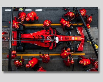 Ferrari Pit Stop Poster, Leclerc Canvas Print, Formula Wall Art, Ferrari Wall Art, Red Bull Team Fan Gift, Ferrari Print, Sports Canvas Art