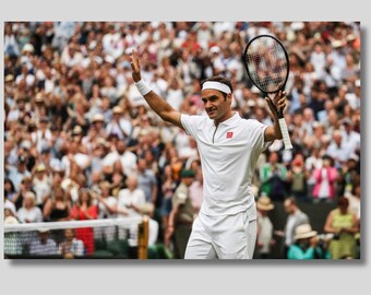 Roger Federer Leinwand Wandkunst, Federer Druck Poster Sport Kunst, Tennis Fan Geschenk, Tennis Wandkunst, Mann Höhle Geschenk, Roger Federer Fans Geschenk