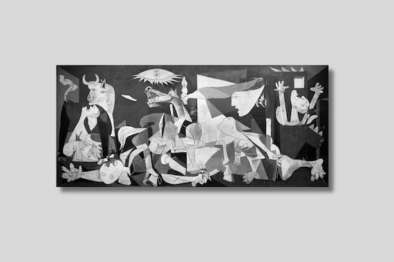 ゲルニカ キャンバスプリント：パブロ・ピカソの白黒ウォールアート