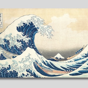 Great Wave off Kanagawa Canvas Poster, Japanese Wall Art, Katsushika Hokusai Ukiyo-e Art, Reproduction Mural, Vintage Art, Giclee Home Decor