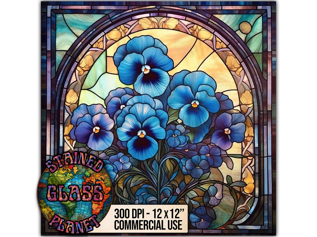 Pansy Stained Glass Design Instant Download Digital Paper Etsy