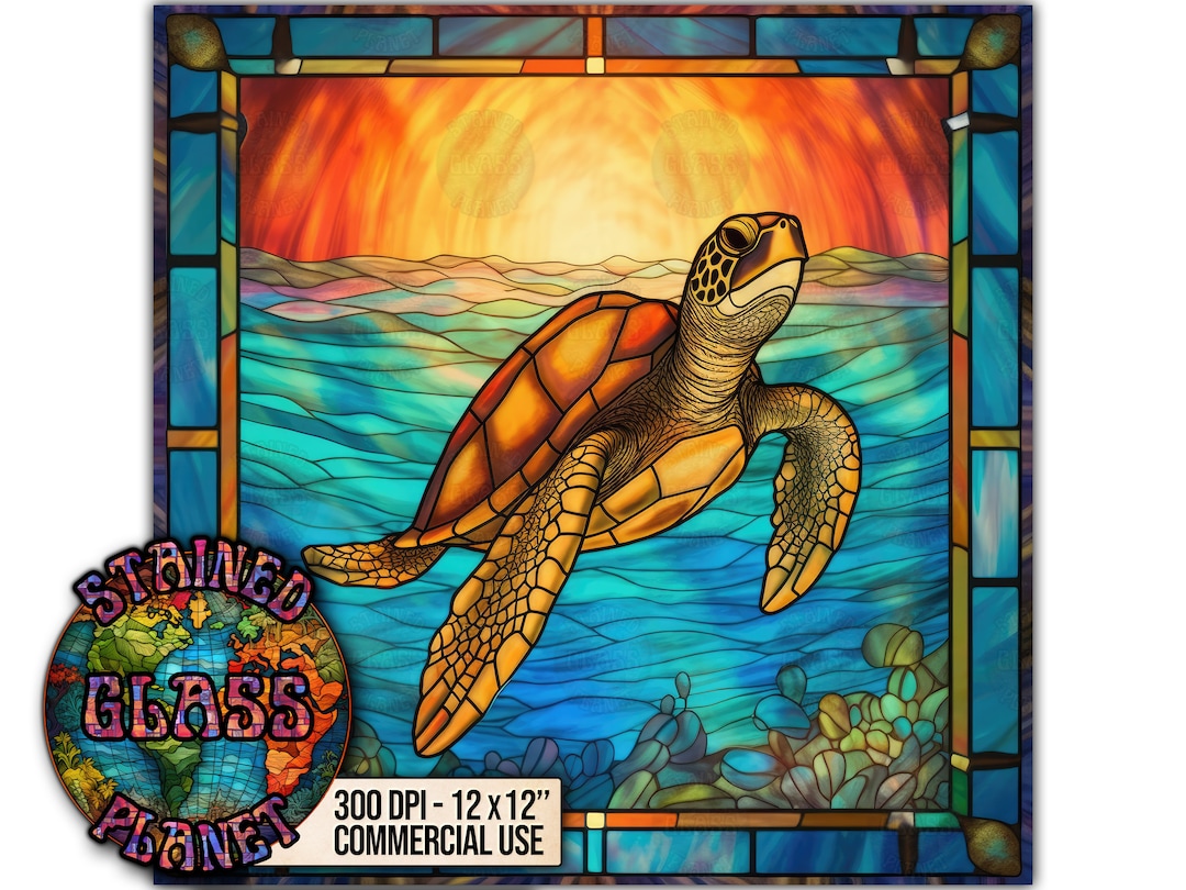 Sea Turtle Stained Glass Pattern Design Instant Download - Etsy