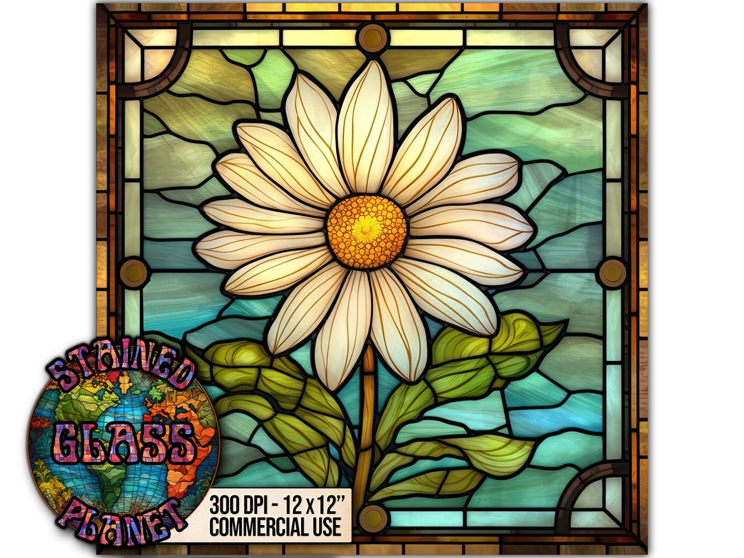 Daisy Stained Glass Pattern Design Instant Download Digital Etsy daisy-stained-glass-pattern-design-instant-download-digital-etsy