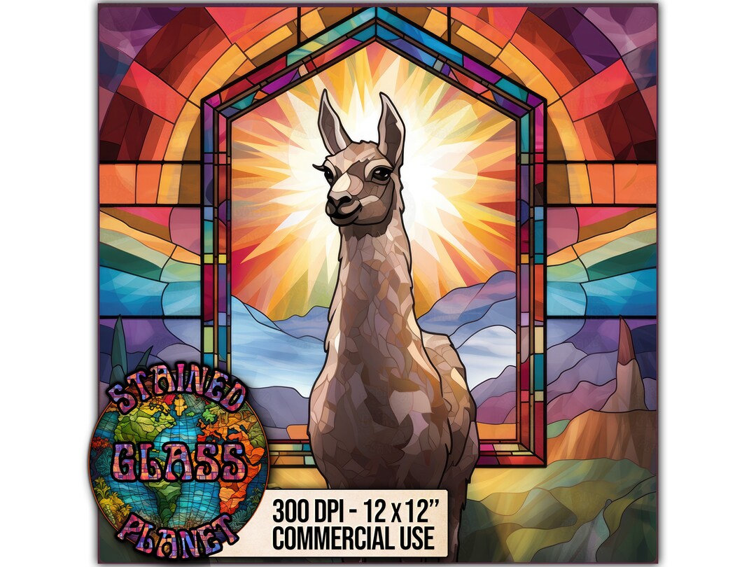Llama Stained Glass Design Instant Download Digital Paper Etsy