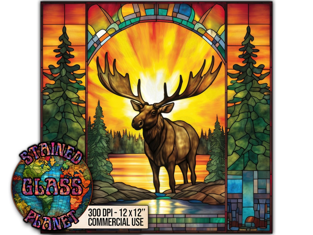 Moose Stained Glass Pattern Design Instant Download Digital - Etsy