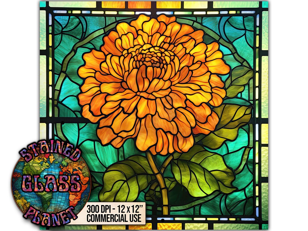 Marigold Stained Glass Pattern Design Instant Download Etsy