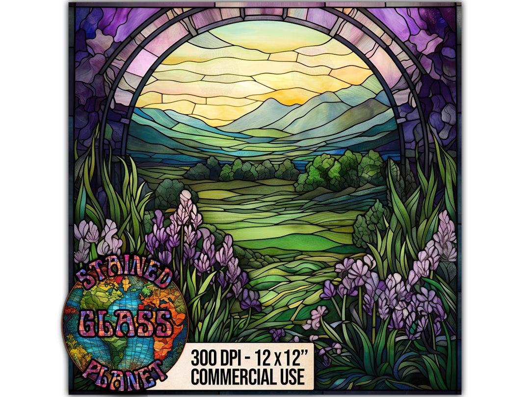Lavender Stained Glass Design Instant Download Digital - Etsy