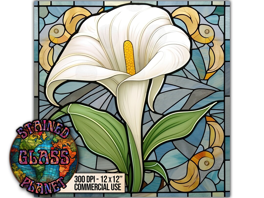 White Calla Lily Stained Glass Pattern Design Instant Etsy
