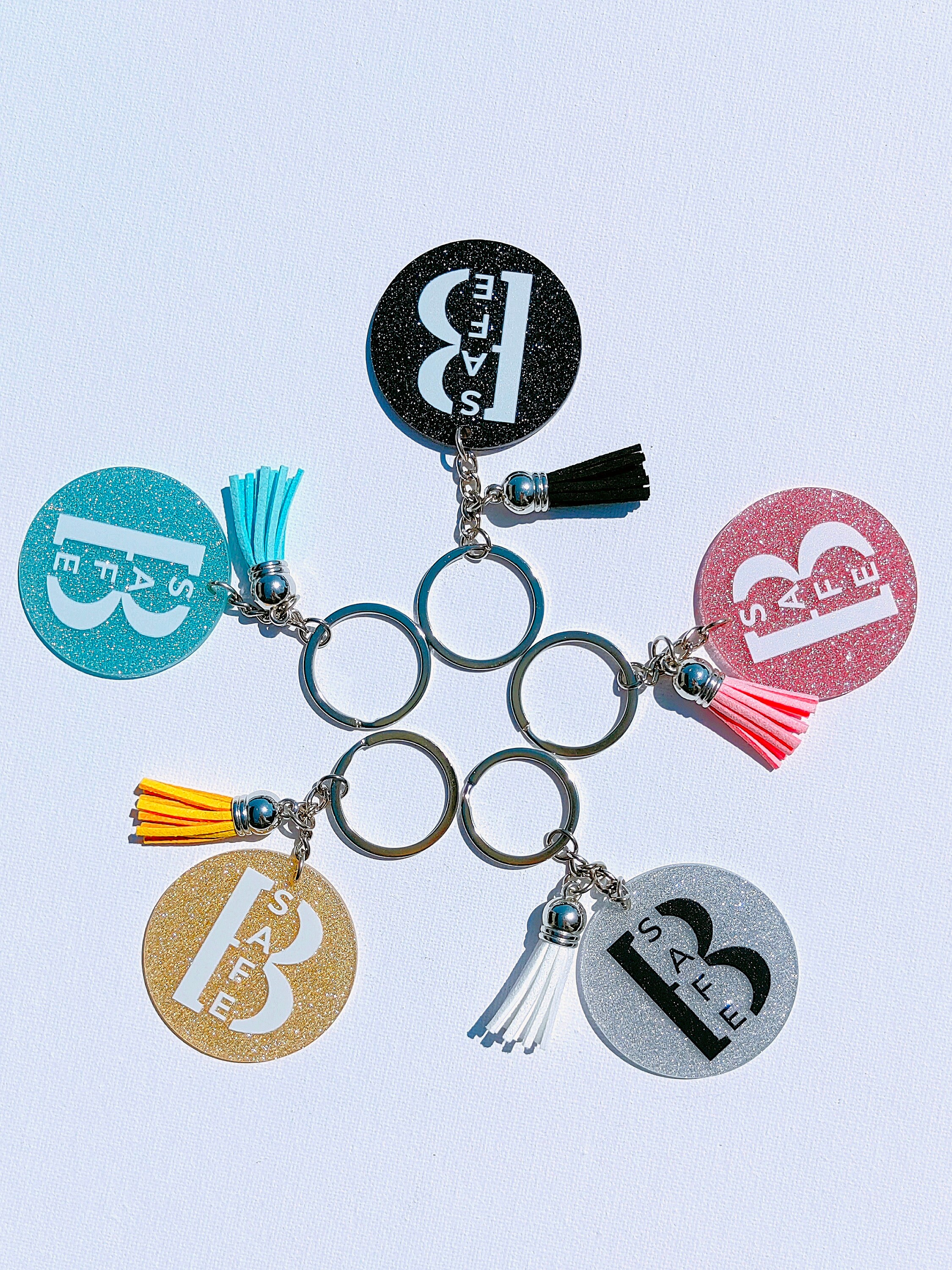 Beige Safety Keychain Set Etsy