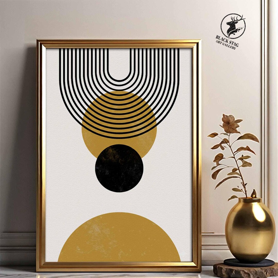 Minimalist Abstract Wall Art Print, Mid Century Modern Geometric ...