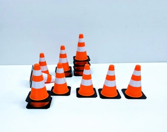 10 Pack - Tiny Standard Traffic Cones, (1/12 scale, for RC, decoration, gift, and more)