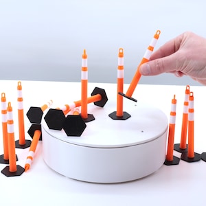 8 Pack - Tiny traffic cone (channelizer style / delineator style), 1/10 scale, for RC, decoration, and more