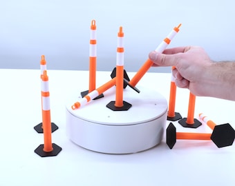 8 Pack - Tiny traffic cone (channelizer style / delineator style), 1/6 scale, for RC, decoration, and more