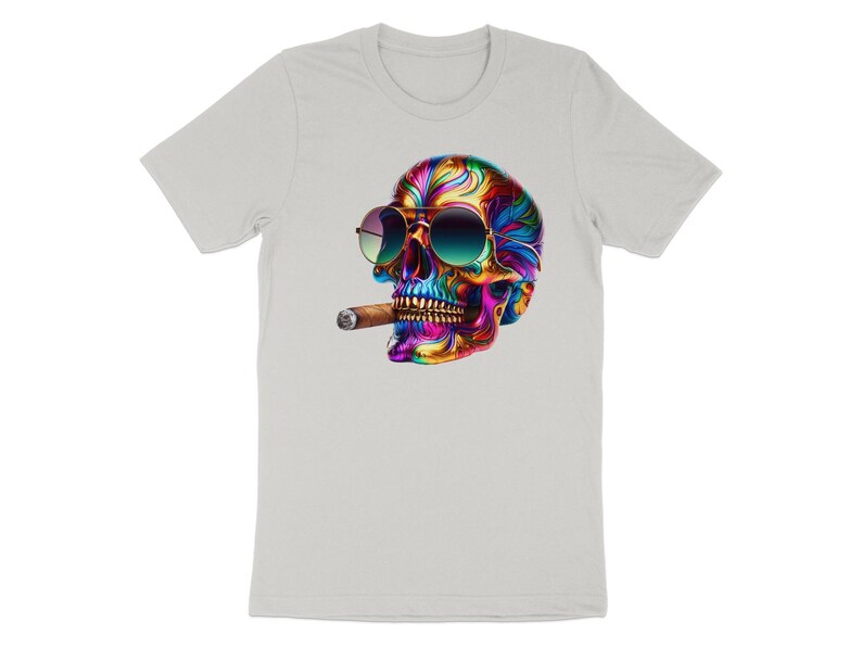 Psychedelic Skull T-shirt With Sunglasses, Colorful Abstract Art Tee ...