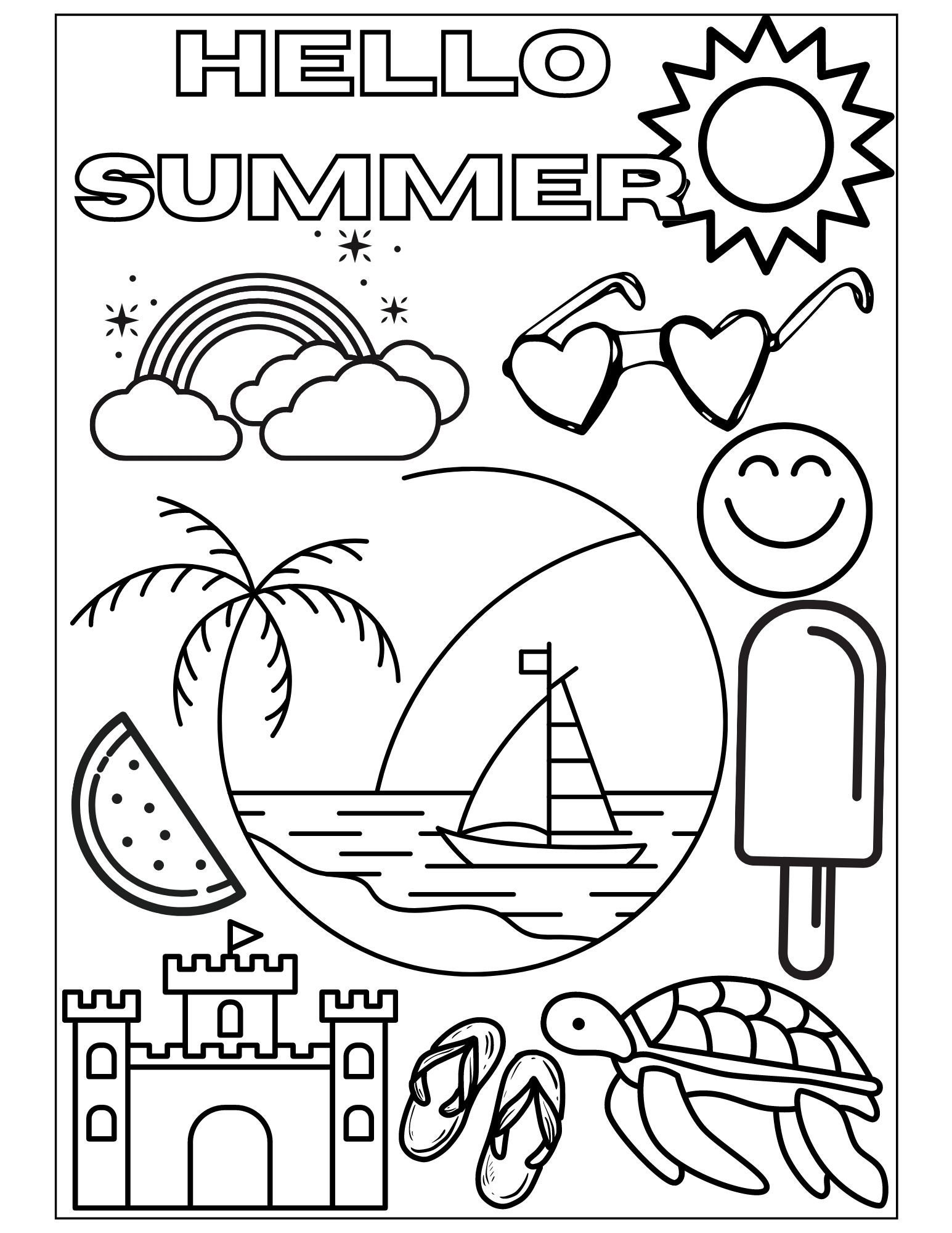 Hello Summer Printable Coloring - Il Fullxfull.4898564516 K82r 