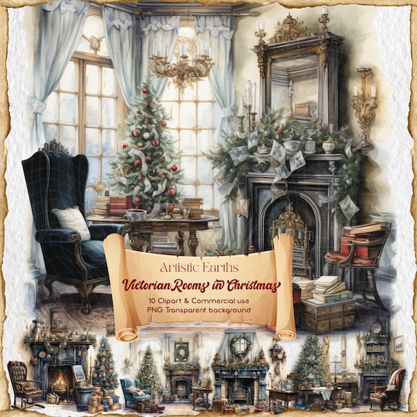 Christmas rooms, Victorian Christmas, Houses clipart, Victorian houses PNG, Winter decoration, Junk Journal, Vintage decor