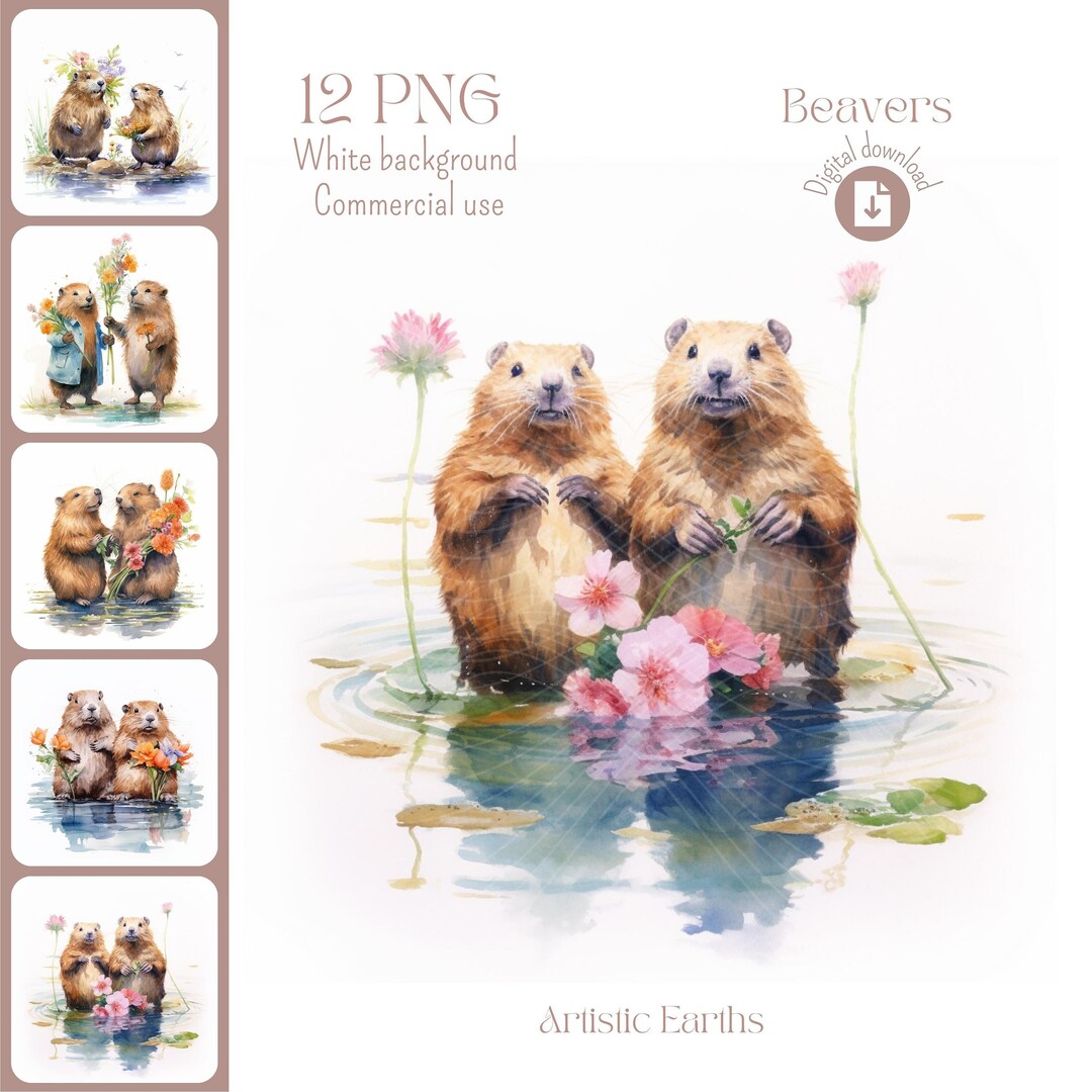 Beaver Clipart, Autumn Clipart, Animals - Etsy