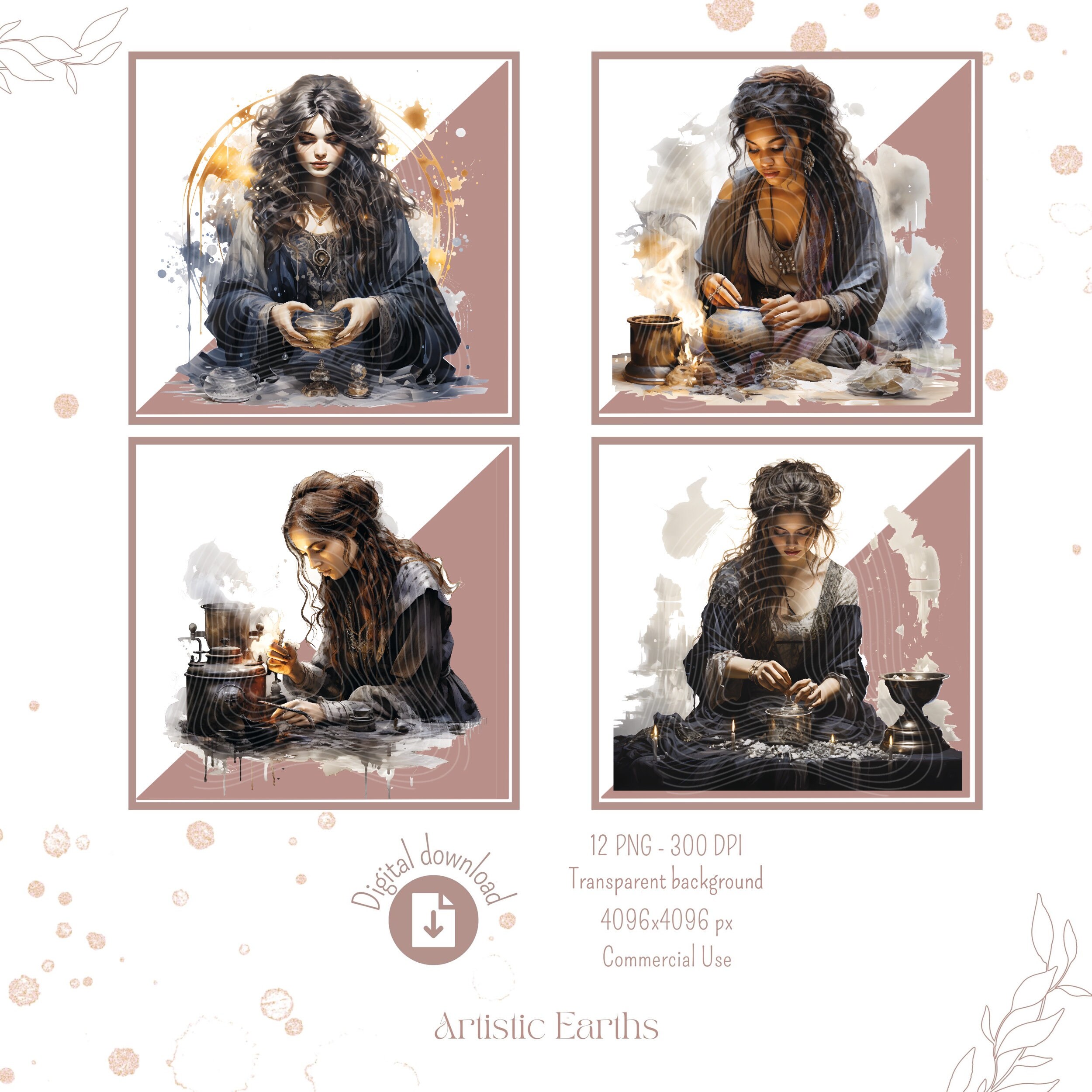 Witchcraft Clipart Medieval Witch Art Wiccan Clipart 12 - Etsy