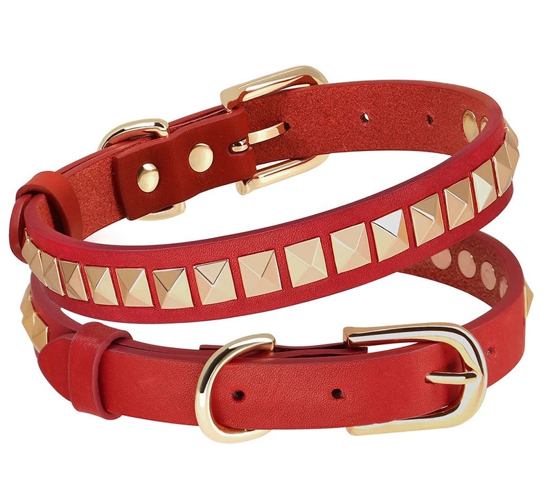 Dog Collar Leather Dogs Collars Spiked Studded Cat Necklace Adjustable Pet Pitbull Pug Collars