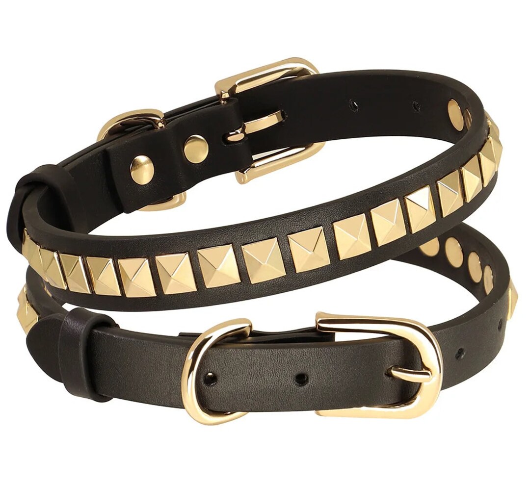 Dog Collar Leather Dogs Collars Spiked Studded Cat Necklace Adjustable