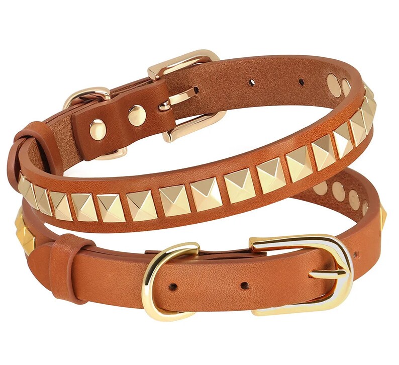 Dog Collar Leather Dogs Collars Spiked Studded Cat Necklace Adjustable