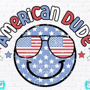 Kids Sublimation, USA Sublimation,  American Dude, Kids 4th of July, Kids Smiley Face Sublimation, Kids Png Files, Toddler Png Files