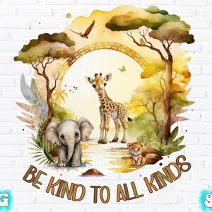 Sublimación de niños, Sea amable con todo tipo, Sea amable Png, Niños Png, Niños Svg, Animales Png, Safari Png