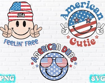 Kids Sublimation, USA Sublimation, Kids 4th of July Bundle, American Smiley Face Bundle, Kids 4th of July, Kids Png, Kids Svg, Toddler Shirt
