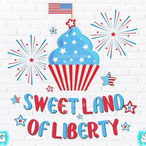 Kids Sublimation, USA Sublimation, Kids 4th Of July, Sweet Land Of Liberty, Cupcake Png, Kids Png, Toddler Png, Toddler Sublimation