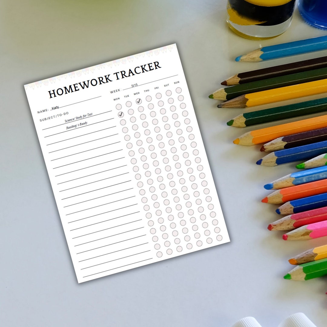 Homework Tracker Printable | Homework Check List | Homework Tracker ...