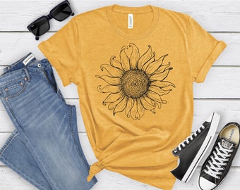 Sunflower Shirt Floral Tee Shirt Flower Shirt Garden Shirt Womens Fall Shirt Sunflower Tshirt Sunflower Shirts Sunshine Tee Sunflower Tee
