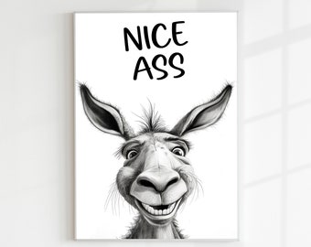 Nice Ass, Funny Bathroom Print, Bathroom Decor, Framed Print or Digital Print