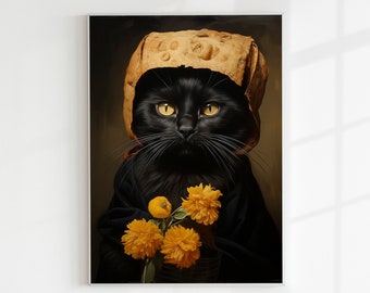Black Cat Print Black Cat Wall Art Cat Lover Gift Black Cat Wall Decor Downloadable Prints Black Cat Poster Room Decor