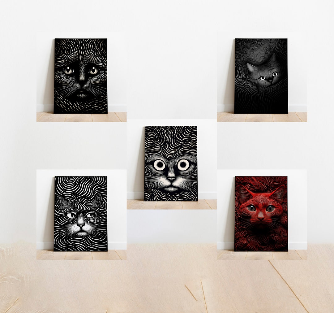 Black Cat Print Black Cat Wall Art Cat Lover Gift Black Cat Wall Decor ...